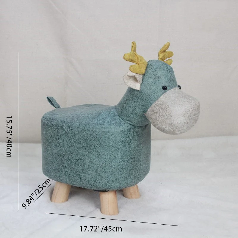 Contemporary Creative Kids Fabric Wood Sponge Animal Elephant Footstool For Entryway