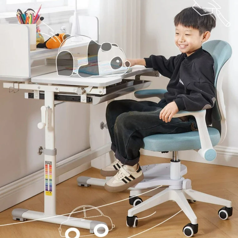 Contemporary Creative Kids Square Panda Mesh Fabric PP Hardware Desk Chair Backrest Armrest For Home Office