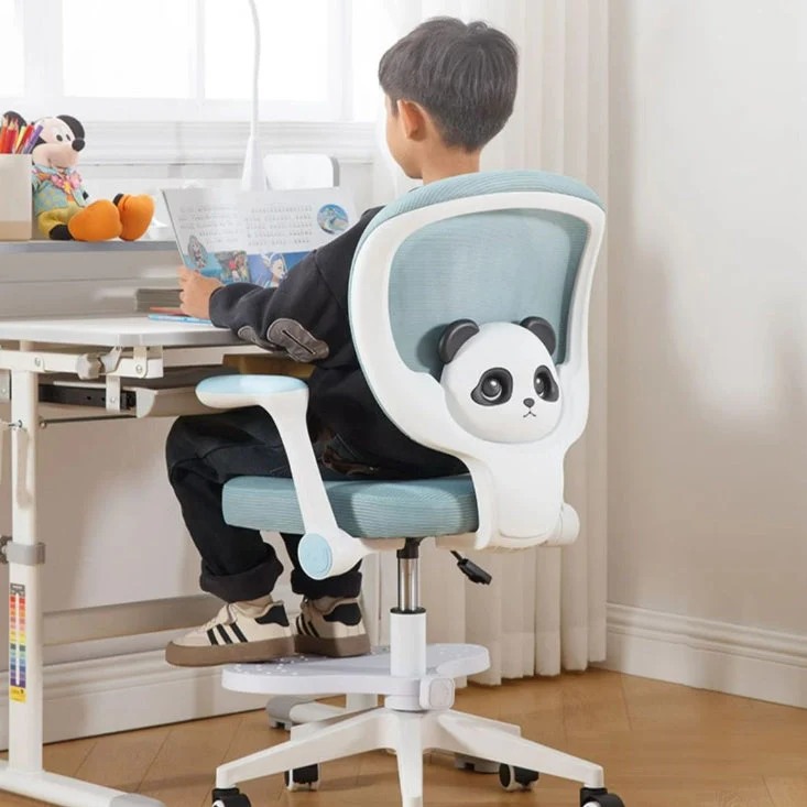 Contemporary Creative Kids Square Panda Mesh Fabric PP Hardware Desk Chair Backrest Armrest For Home Office