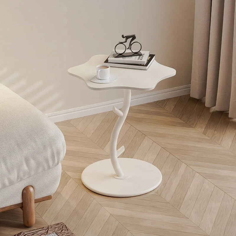 Contemporary Creative Clouds Rock Slab Tempered Glass Carbon Steel End Table 1-Tier For Bedroom