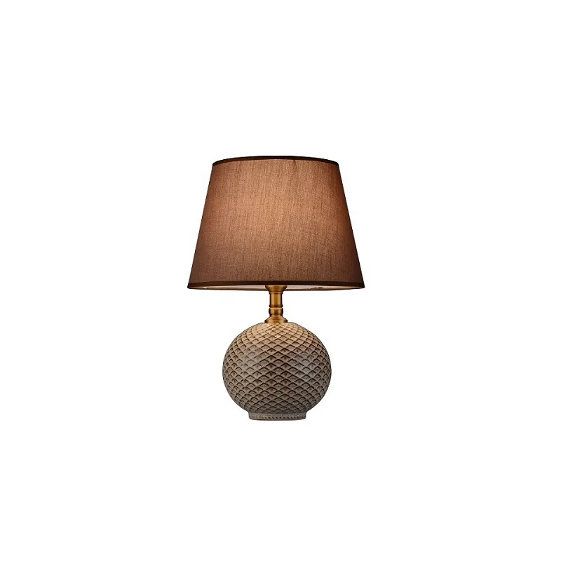 Traditional Vintage Round Base Drum Shape Ceramic Copper Fabric 1-Light Table Lamp For Living Room