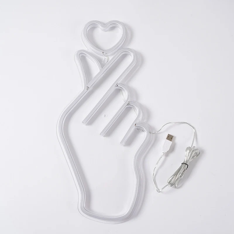 Contemporary Creative Waterproof Acrylic Heart Love Neon Light USB LED Table Lamp For Bedroom