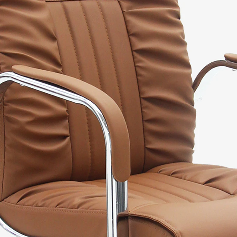 Modern Simplicity PU Leather Steel Sponge Bow Curved Desk Chair Backrest Armrest For Home Office