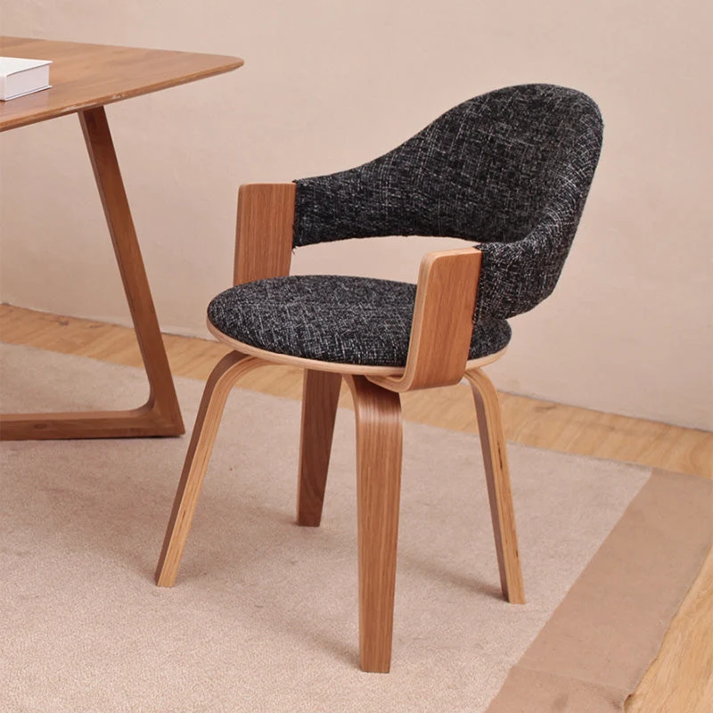 Contemporary Nordic Round PU Leather Upholstered Wood Frame Ergonomic Swivel Chair Backrest Armrest For Home Office