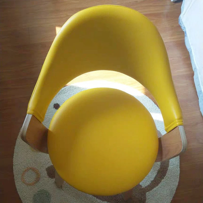 Contemporary Nordic Round PU Leather Upholstered Wood Frame Ergonomic Swivel Chair Backrest Armrest For Home Office