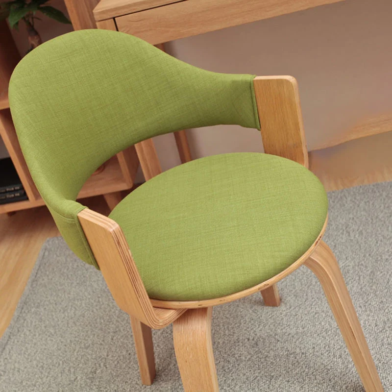 Contemporary Nordic Round PU Leather Upholstered Wood Frame Ergonomic Swivel Chair Backrest Armrest For Home Office