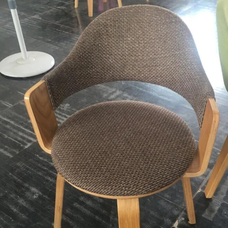 Contemporary Nordic Round PU Leather Upholstered Wood Frame Ergonomic Swivel Chair Backrest Armrest For Home Office