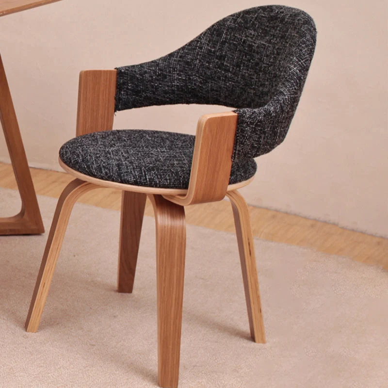 Contemporary Nordic Round PU Leather Upholstered Wood Frame Ergonomic Swivel Chair Backrest Armrest For Home Office