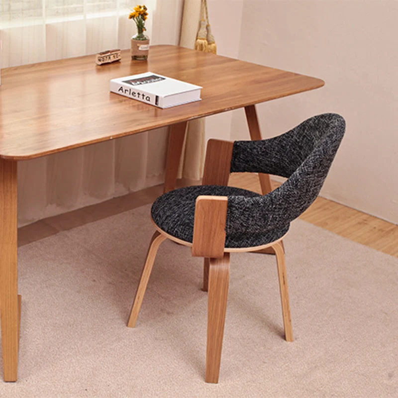 Contemporary Nordic Round PU Leather Upholstered Wood Frame Ergonomic Swivel Chair Backrest Armrest For Home Office