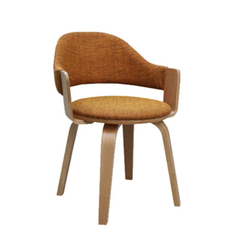Contemporary Nordic Round PU Leather Upholstered Wood Frame Ergonomic Swivel Chair Backrest Armrest For Home Office