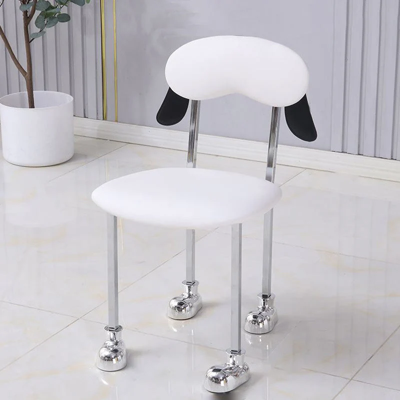 Contemporary Creative Puppy Shape Velvet Upholstered Stainless Steel Frame Chair Back Armless For Living Room