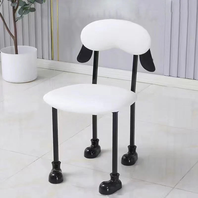 Contemporary Creative Puppy Shape Velvet Upholstered Stainless Steel Frame Chair Back Armless For Living Room