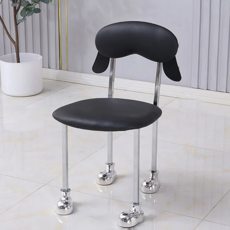 Contemporary Creative Puppy Shape Velvet Upholstered Stainless Steel Frame Chair Back Armless For Living Room