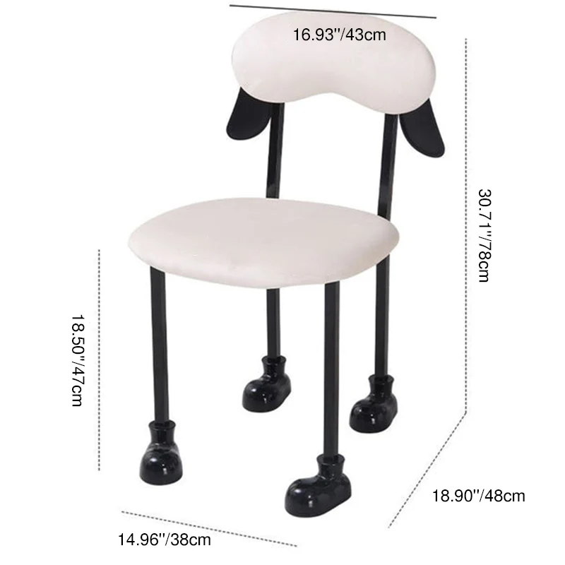Contemporary Creative Puppy Shape Velvet Upholstered Stainless Steel Frame Chair Back Armless For Living Room