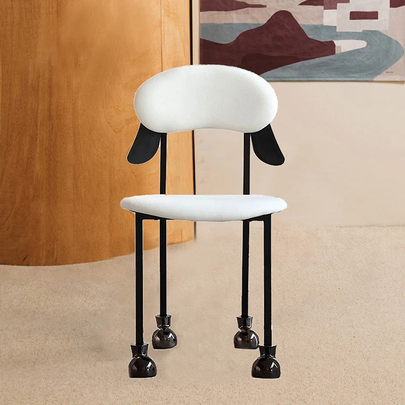 Contemporary Creative Puppy Shape Velvet Upholstered Stainless Steel Frame Chair Back Armless For Living Room