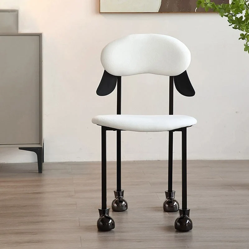 Contemporary Creative Puppy Shape Velvet Upholstered Stainless Steel Frame Chair Back Armless For Living Room