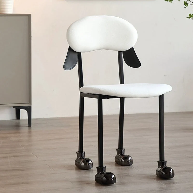 Contemporary Creative Puppy Shape Velvet Upholstered Stainless Steel Frame Chair Back Armless For Living Room