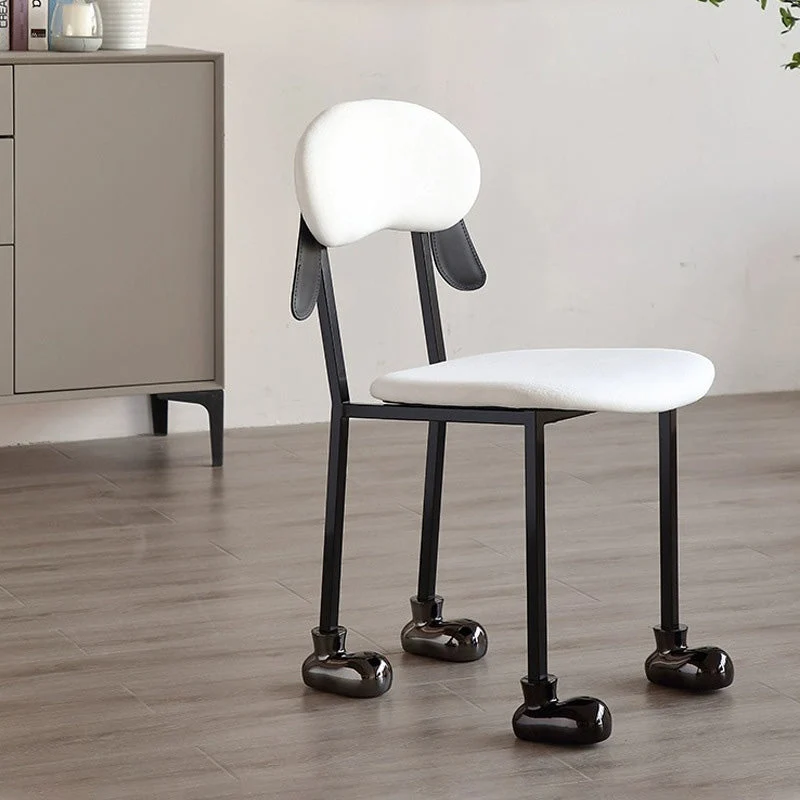 Contemporary Creative Puppy Shape Velvet Upholstered Stainless Steel Frame Chair Back Armless For Living Room