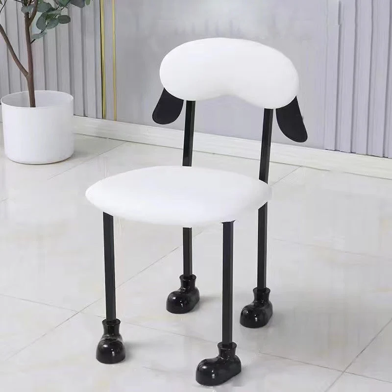 Contemporary Creative Puppy Shape Velvet Upholstered Stainless Steel Frame Chair Back Armless For Living Room