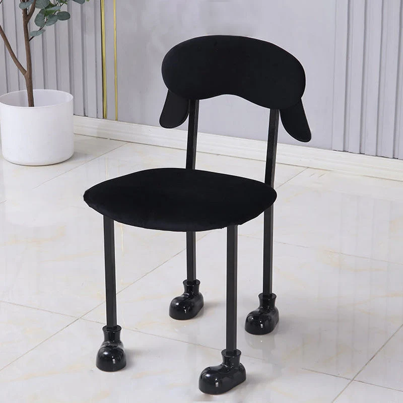 Contemporary Creative Puppy Shape Velvet Upholstered Stainless Steel Frame Chair Back Armless For Living Room