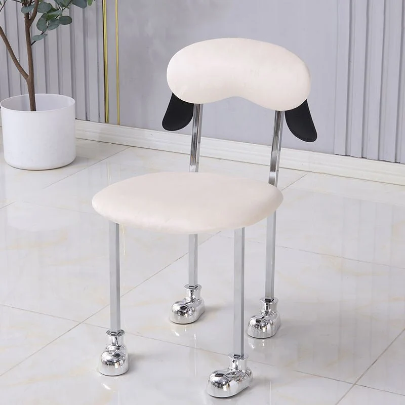 Contemporary Creative Puppy Shape Velvet Upholstered Stainless Steel Frame Chair Back Armless For Living Room