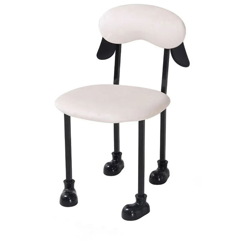 Contemporary Creative Puppy Shape Velvet Upholstered Stainless Steel Frame Chair Back Armless For Living Room