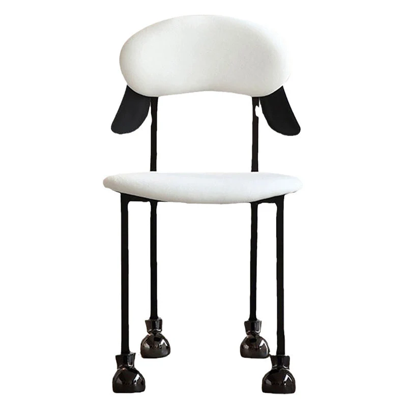 Contemporary Creative Puppy Shape Velvet Upholstered Stainless Steel Frame Chair Back Armless For Living Room