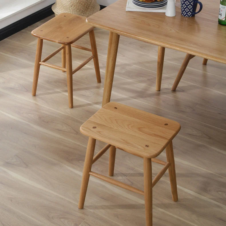 Traditional Japanese Square Cherry Wood Chair Footrest Four Legs For Living Room