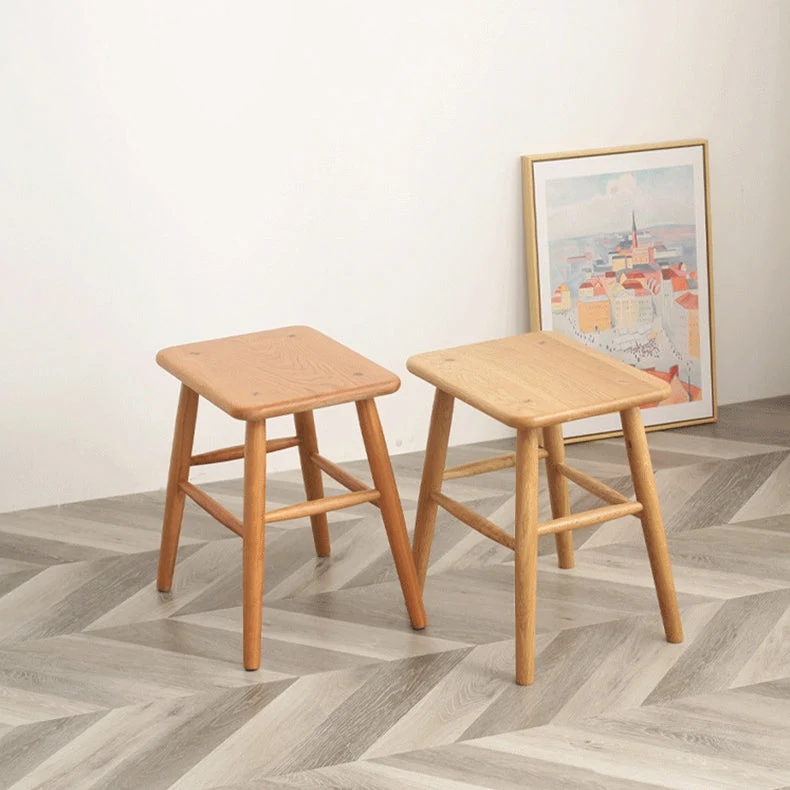 Traditional Japanese Square Cherry Wood Chair Footrest Four Legs For Living Room