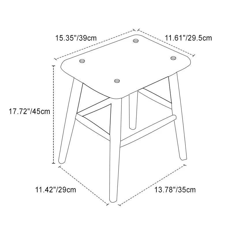 Traditional Japanese Square Cherry Wood Chair Footrest Four Legs For Living Room