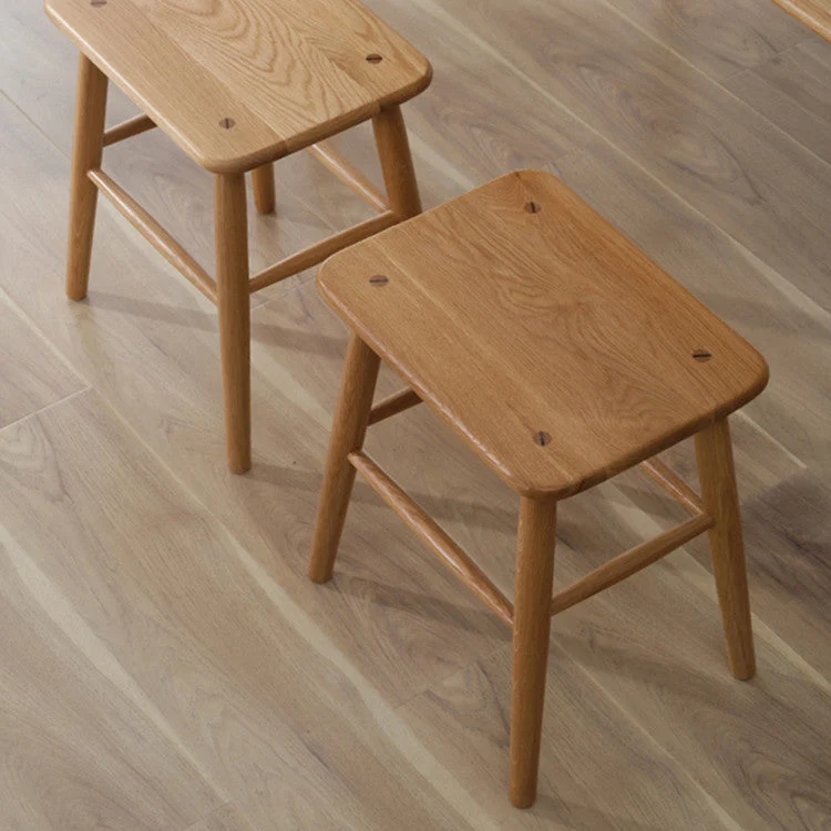 Traditional Japanese Square Cherry Wood Chair Footrest Four Legs For Living Room