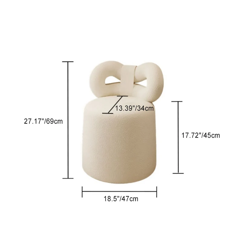 Contemporary Nordic Round Sherpa Fabric Swivel Footstool Butterfly Backrest For Entryways