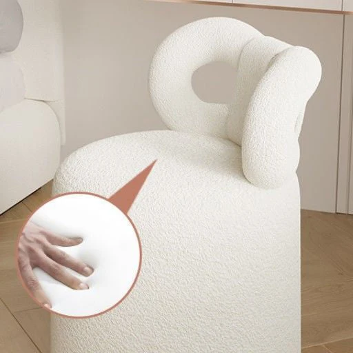 Contemporary Nordic Round Sherpa Fabric Swivel Footstool Butterfly Backrest For Entryways