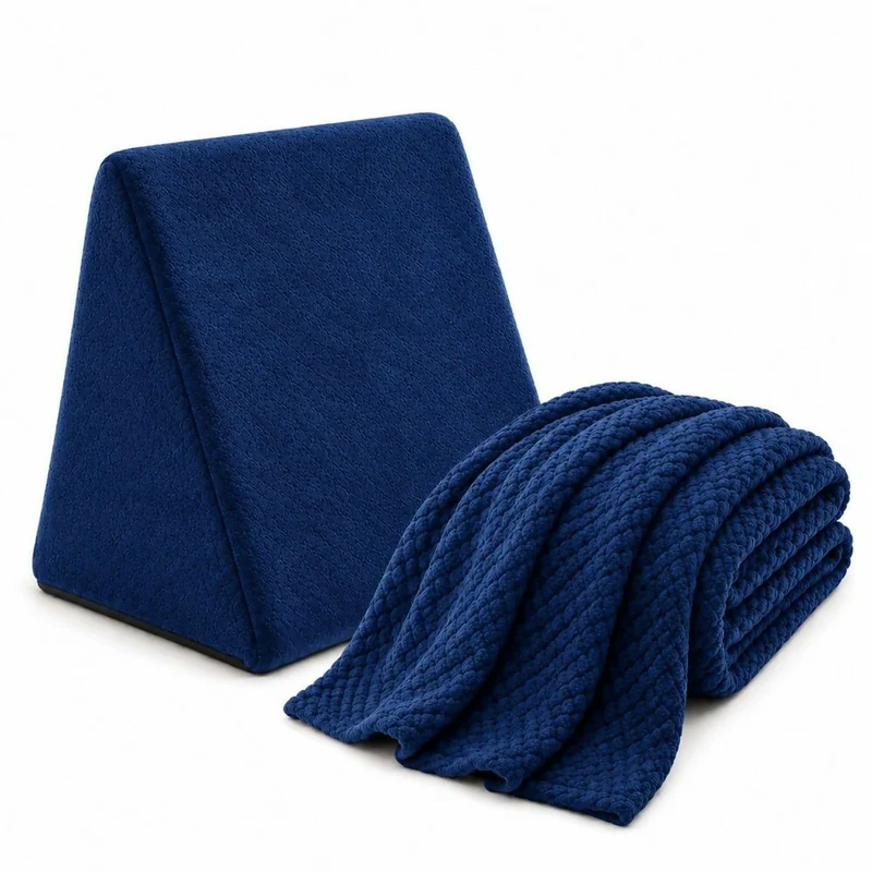 Combo Cojin Tv + Cobija Azul