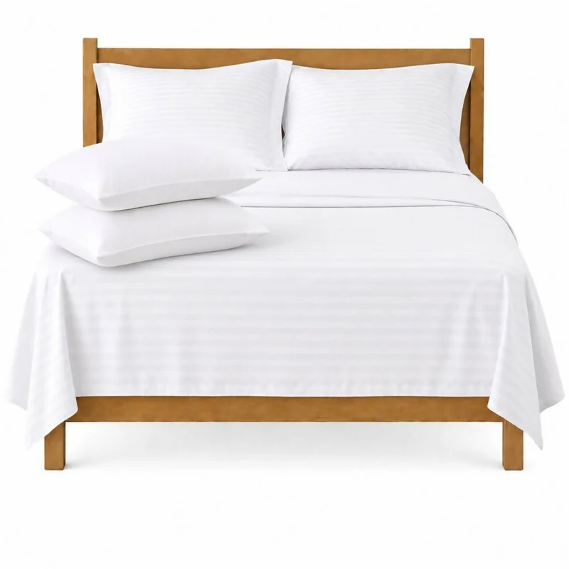 Combo Juego De Sábanas + 2 Almohadas Siliconadas Semidoble Blanco