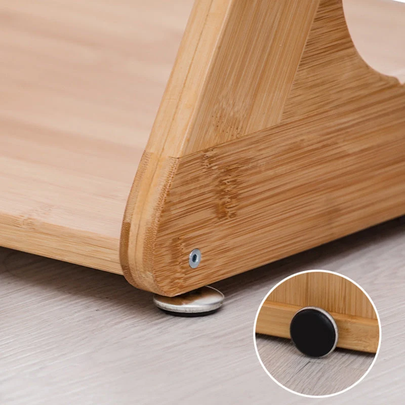 Traditional Vintage Z-Shaped Wood Removable End Table 2-Tier Universal Wheel For Living Room