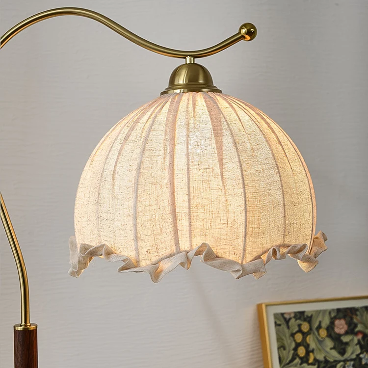 Traditional French Dome Metal Solid Wood Glass 1-Light Standing Floor Lamp For Living Room