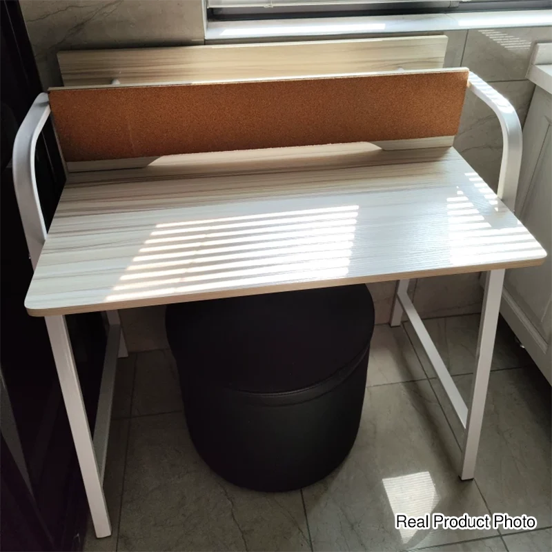 Modern Minimalist Rectangle Carbon Steel Medium Fiber Density Board Desk 4-Leg For Home Office