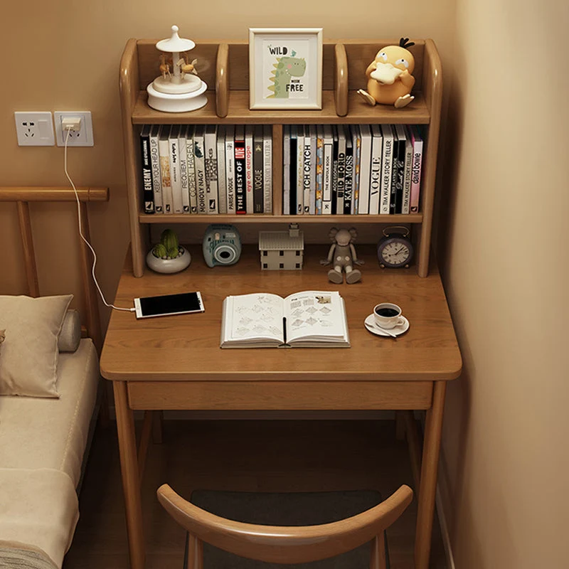 Modern Simplicity Rectangle Finger Joint Rubberwood Plywood Desk 1-Drawer For Home Office