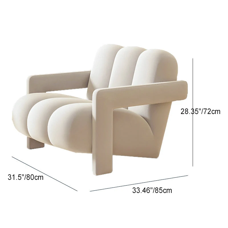 Contemporary Scandinavian Velvet Sherpa Fabric Wood Sponge Single Sofa Backrest Armrest For Living Room