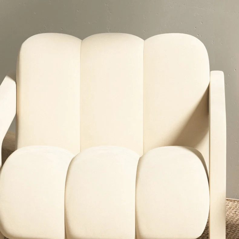 Contemporary Scandinavian Velvet Sherpa Fabric Wood Sponge Single Sofa Backrest Armrest For Living Room