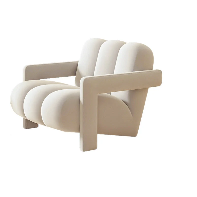 Contemporary Scandinavian Velvet Sherpa Fabric Wood Sponge Single Sofa Backrest Armrest For Living Room