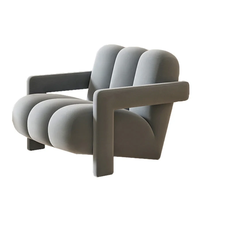 Contemporary Scandinavian Velvet Sherpa Fabric Wood Sponge Single Sofa Backrest Armrest For Living Room