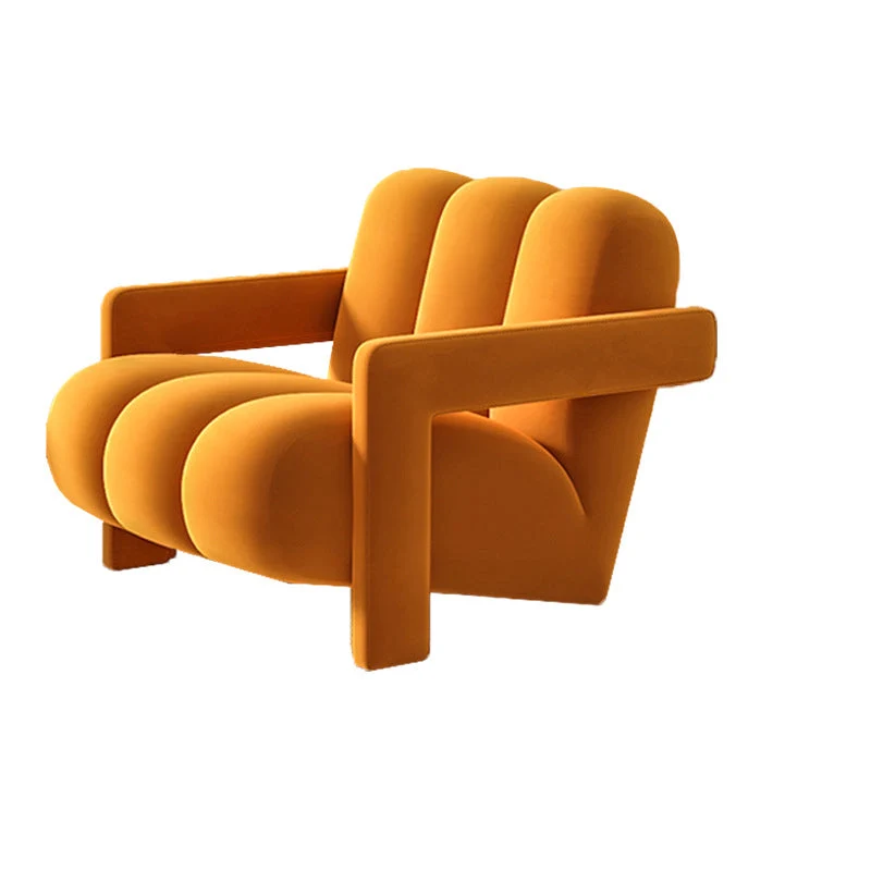 Contemporary Scandinavian Velvet Sherpa Fabric Wood Sponge Single Sofa Backrest Armrest For Living Room