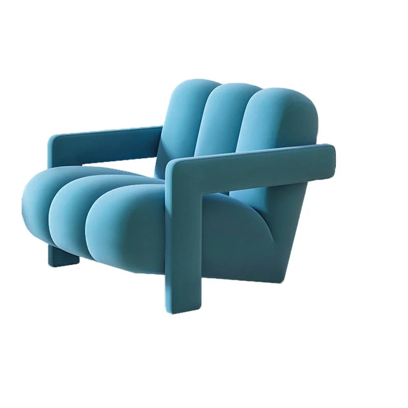 Contemporary Scandinavian Velvet Sherpa Fabric Wood Sponge Single Sofa Backrest Armrest For Living Room
