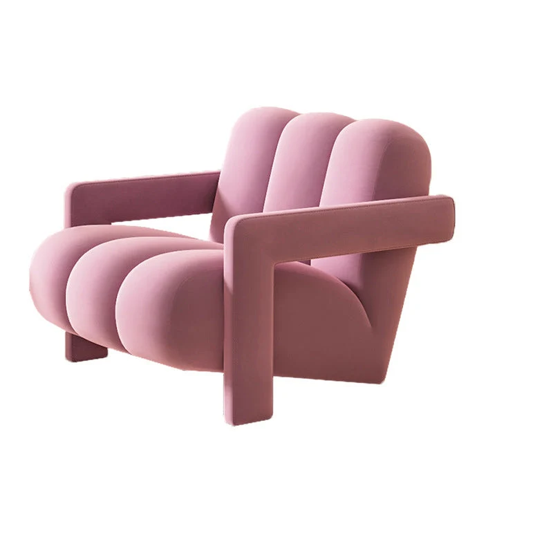 Contemporary Scandinavian Velvet Sherpa Fabric Wood Sponge Single Sofa Backrest Armrest For Living Room