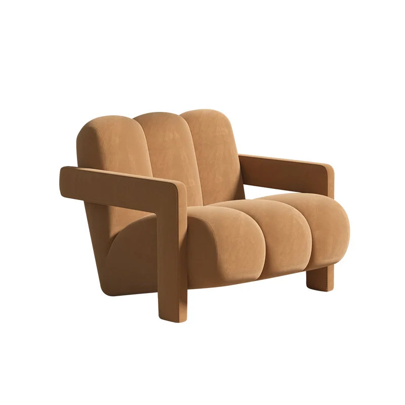 Contemporary Scandinavian Velvet Sherpa Fabric Wood Sponge Single Sofa Backrest Armrest For Living Room