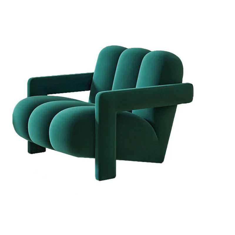 Contemporary Scandinavian Velvet Sherpa Fabric Wood Sponge Single Sofa Backrest Armrest For Living Room