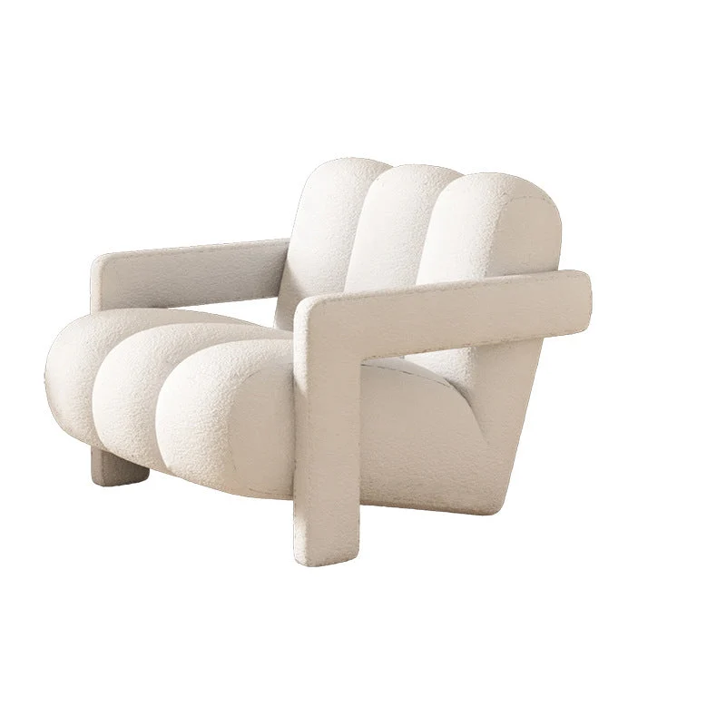 Contemporary Scandinavian Velvet Sherpa Fabric Wood Sponge Single Sofa Backrest Armrest For Living Room