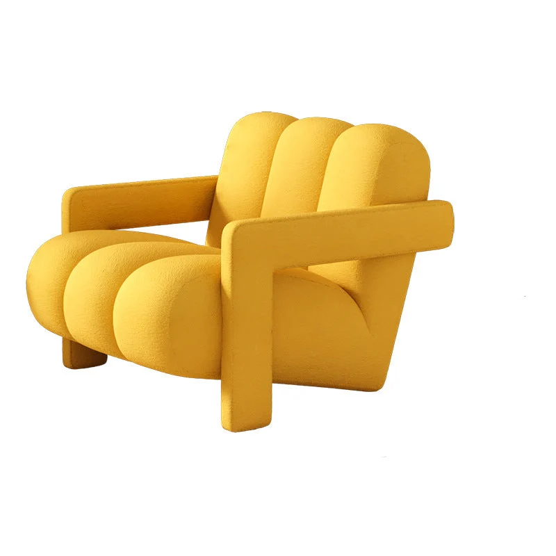 Contemporary Scandinavian Velvet Sherpa Fabric Wood Sponge Single Sofa Backrest Armrest For Living Room
